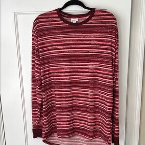 LuLaRoe Red and Pink Striped Top